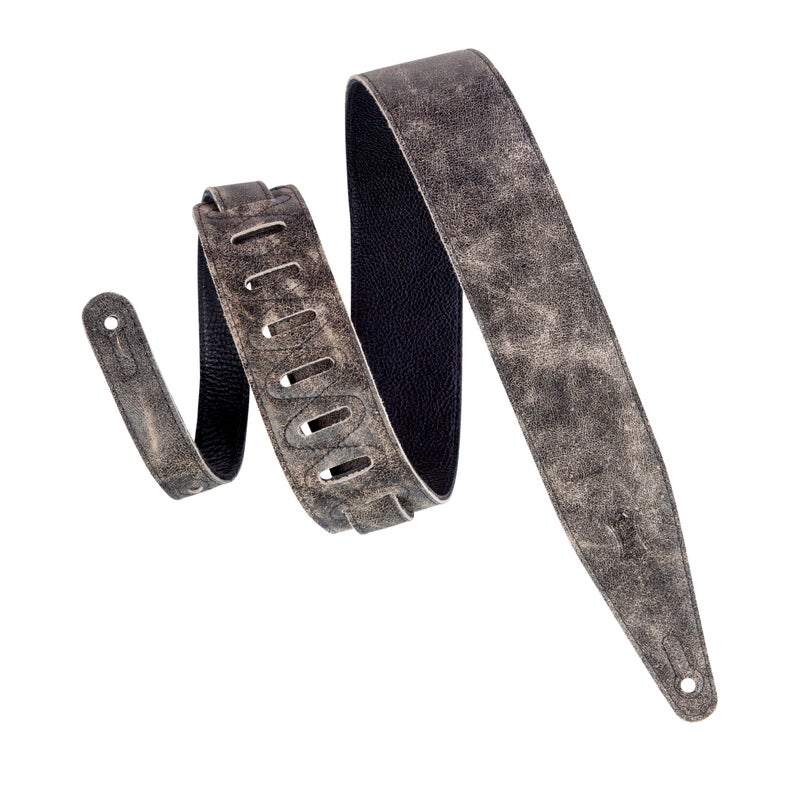 Levy's Leathers 2.5" Garment Leather Guitar Strap Distressed Design; Black (MG317BOG-BLK) - Image 1